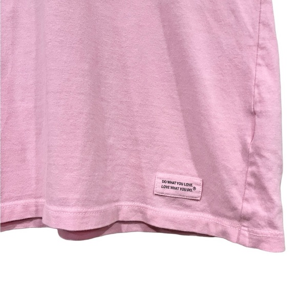 Life Is Good Womens V Neck TShirt Artsy Paint Theme Size Small Pink Outdoors - Picture 3 of 5